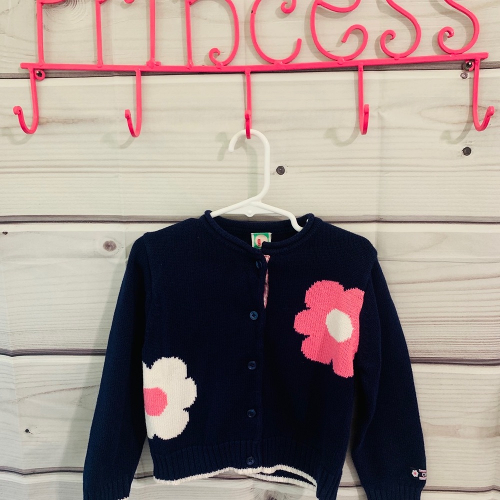 Gymboree Sz 4 navy daisy button up cardigan Mint